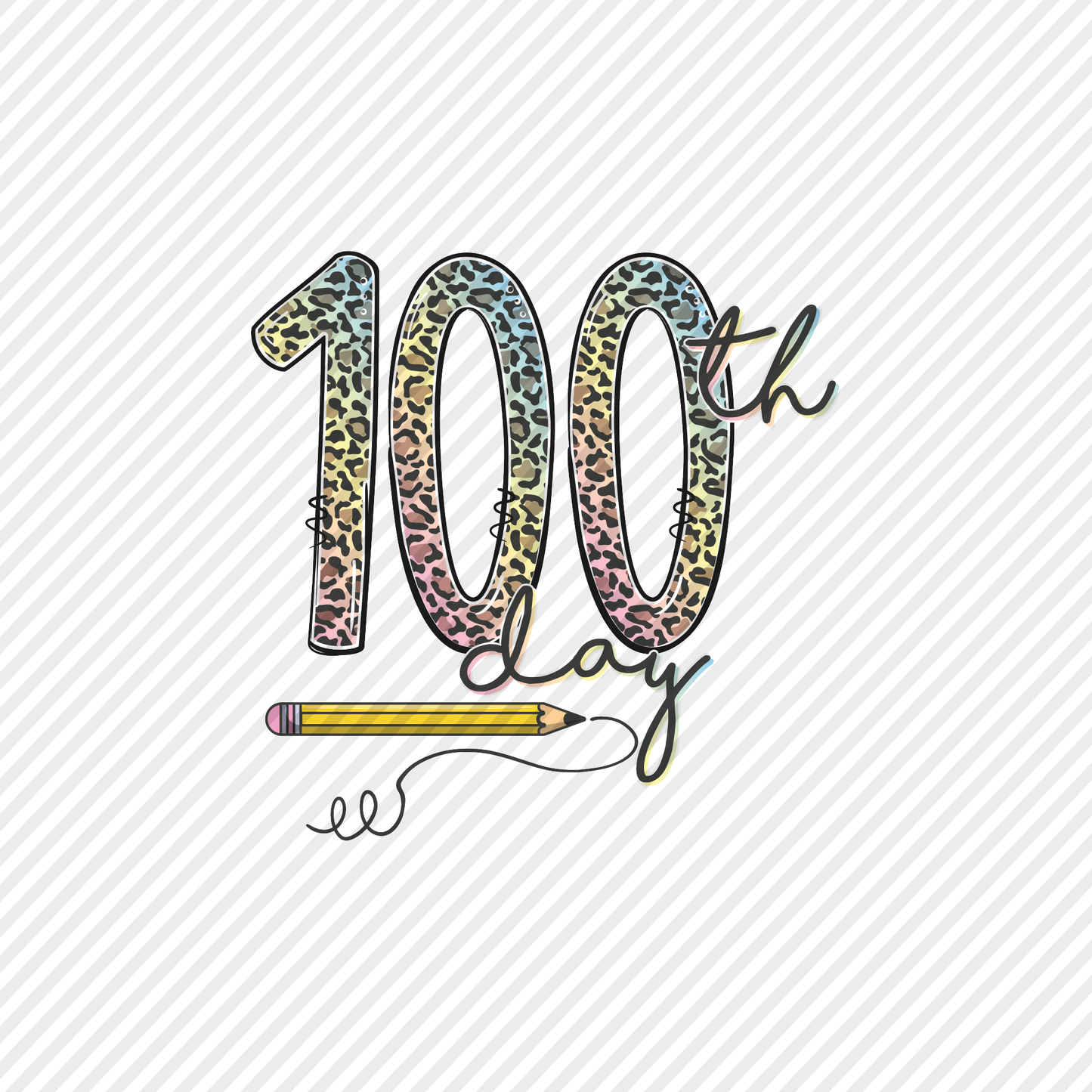 100th Day Rainbow Leopard Graphic