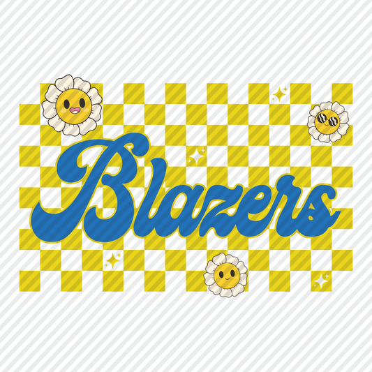 Blazers retro checkerboard graphic - yellow/blue