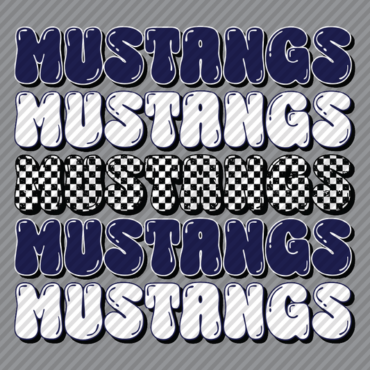 Checkerboard Mascot - Mustangs