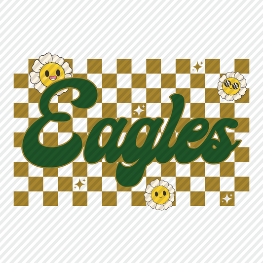 Eagles retro checkerboard graphic - green/gold