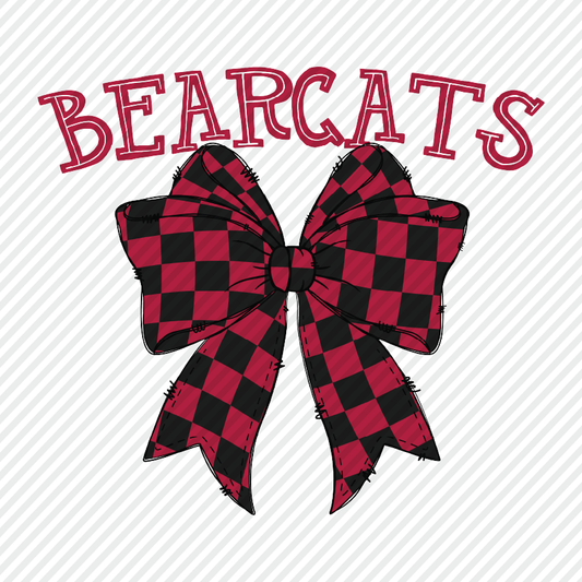 School Color Checkered Bow - Bearcats
