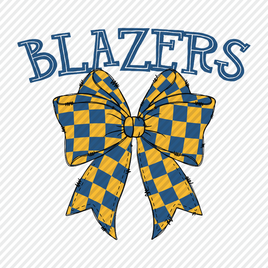 School Color Checkered Bow - Blazers