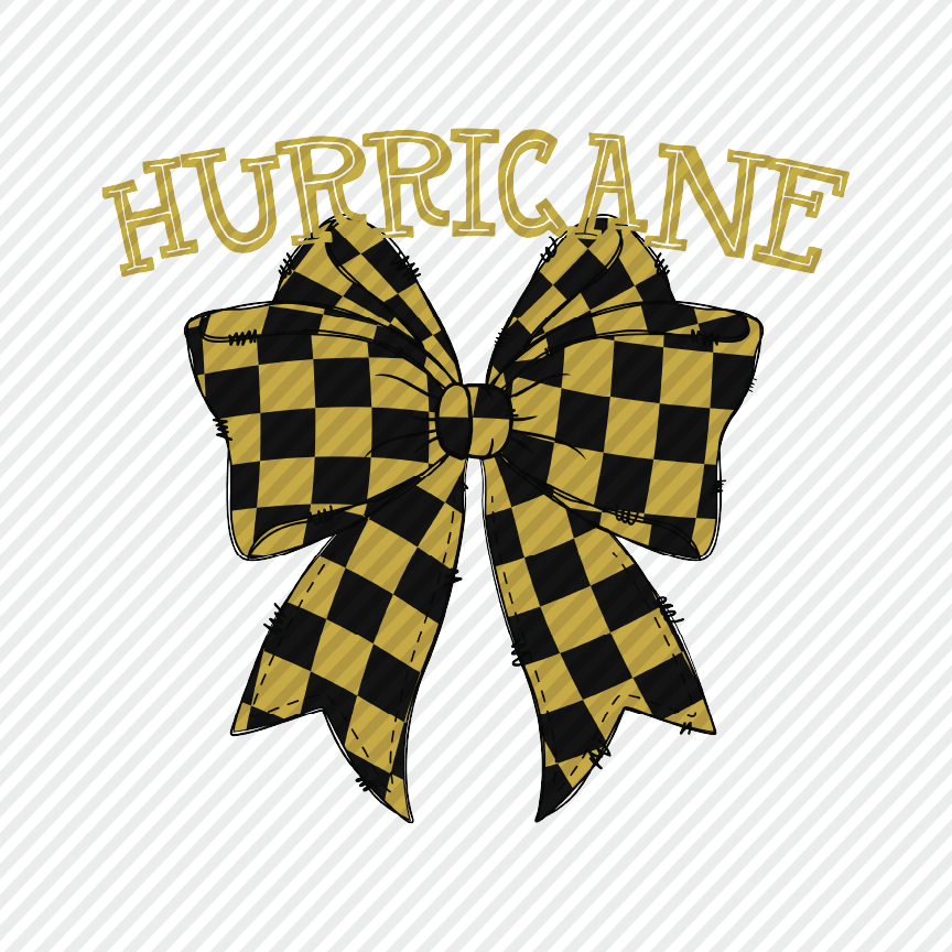 School Color Checkered Bow - Hurricane