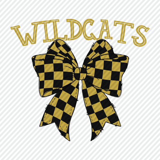 School Color Checkered Bow - Wildcats