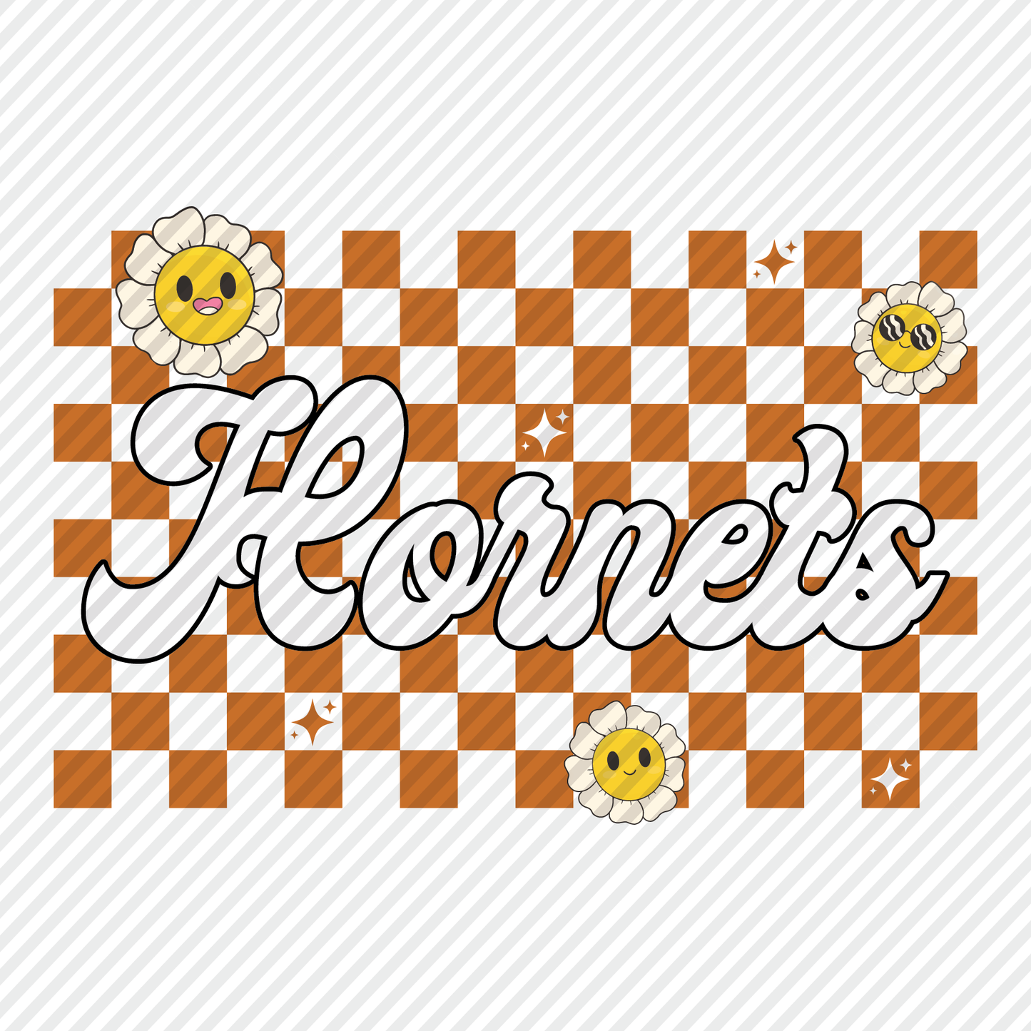 Hornets retro checkerboard graphic