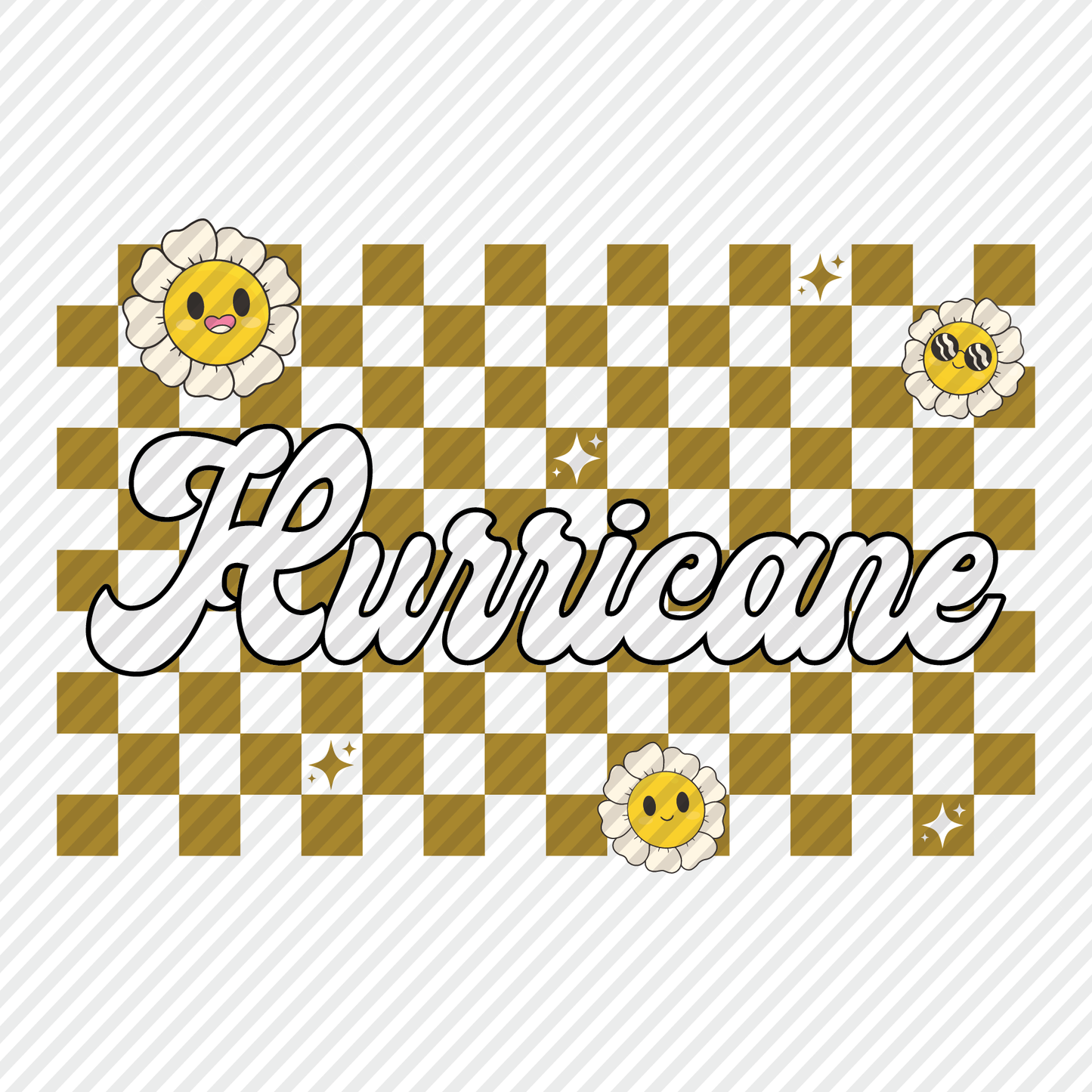 Hurricane retro checkerboard graphic