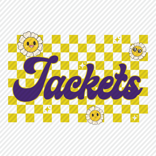 Jackets retro checkerboard graphic - purple/yellow