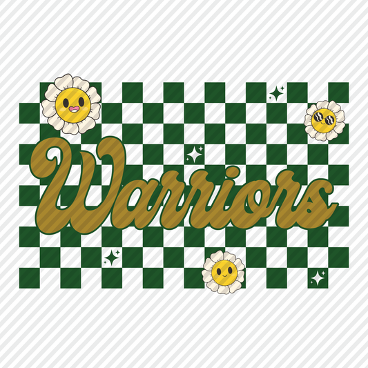 Warriors retro checkerboard graphic - gold/green