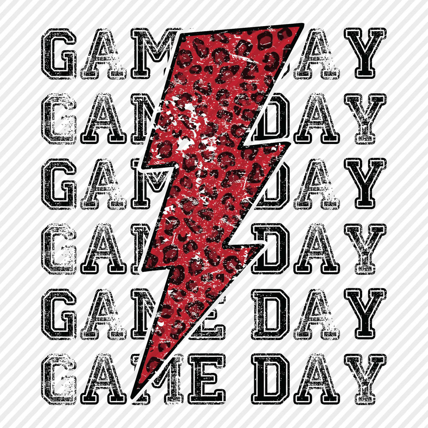 Game Day stacked with Red Leopard Lightning Bolt