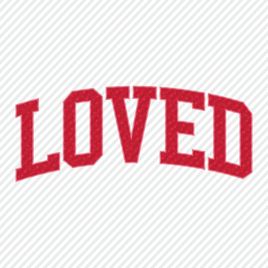 Loved arched in red with hearts