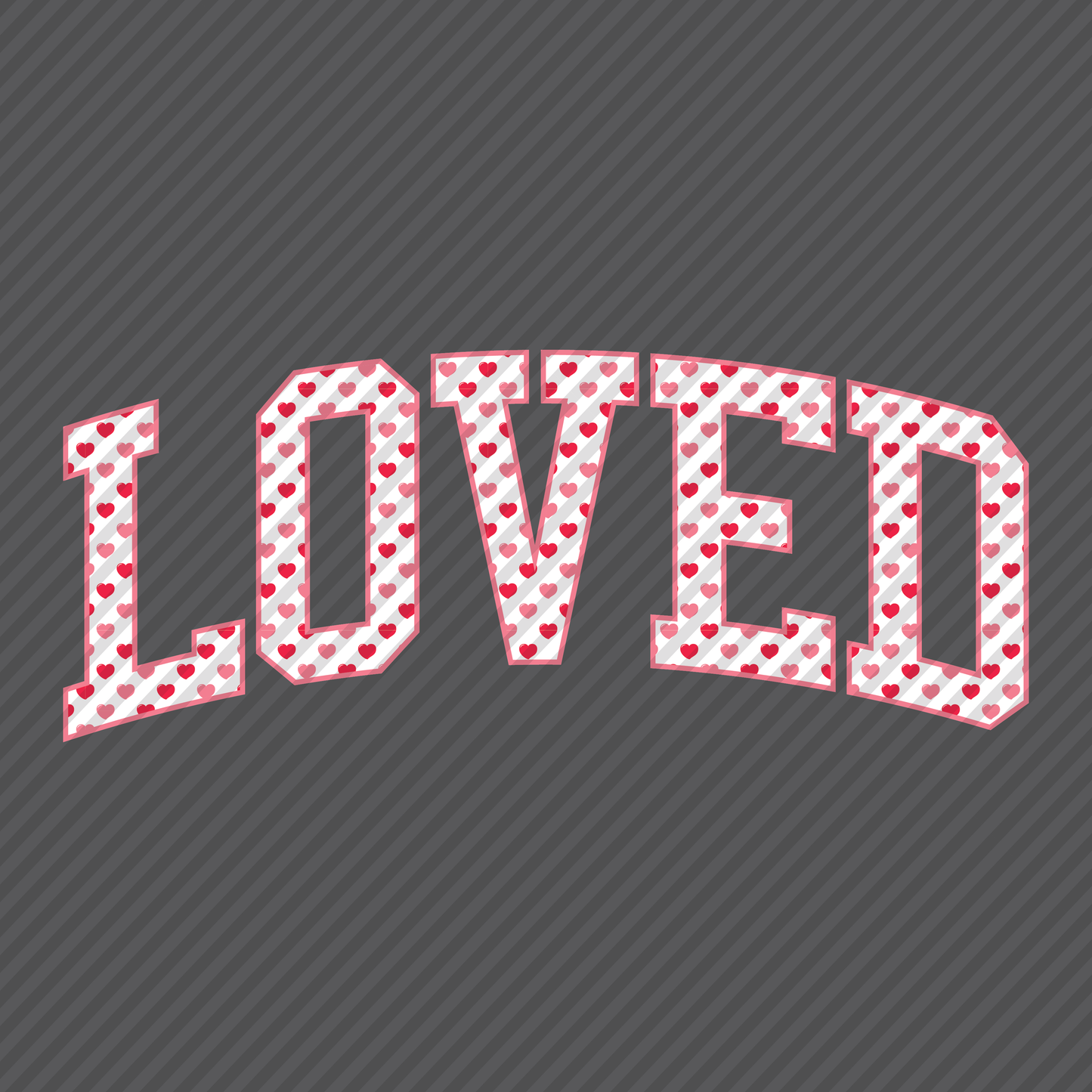 Loved arched in white w/pink hearts