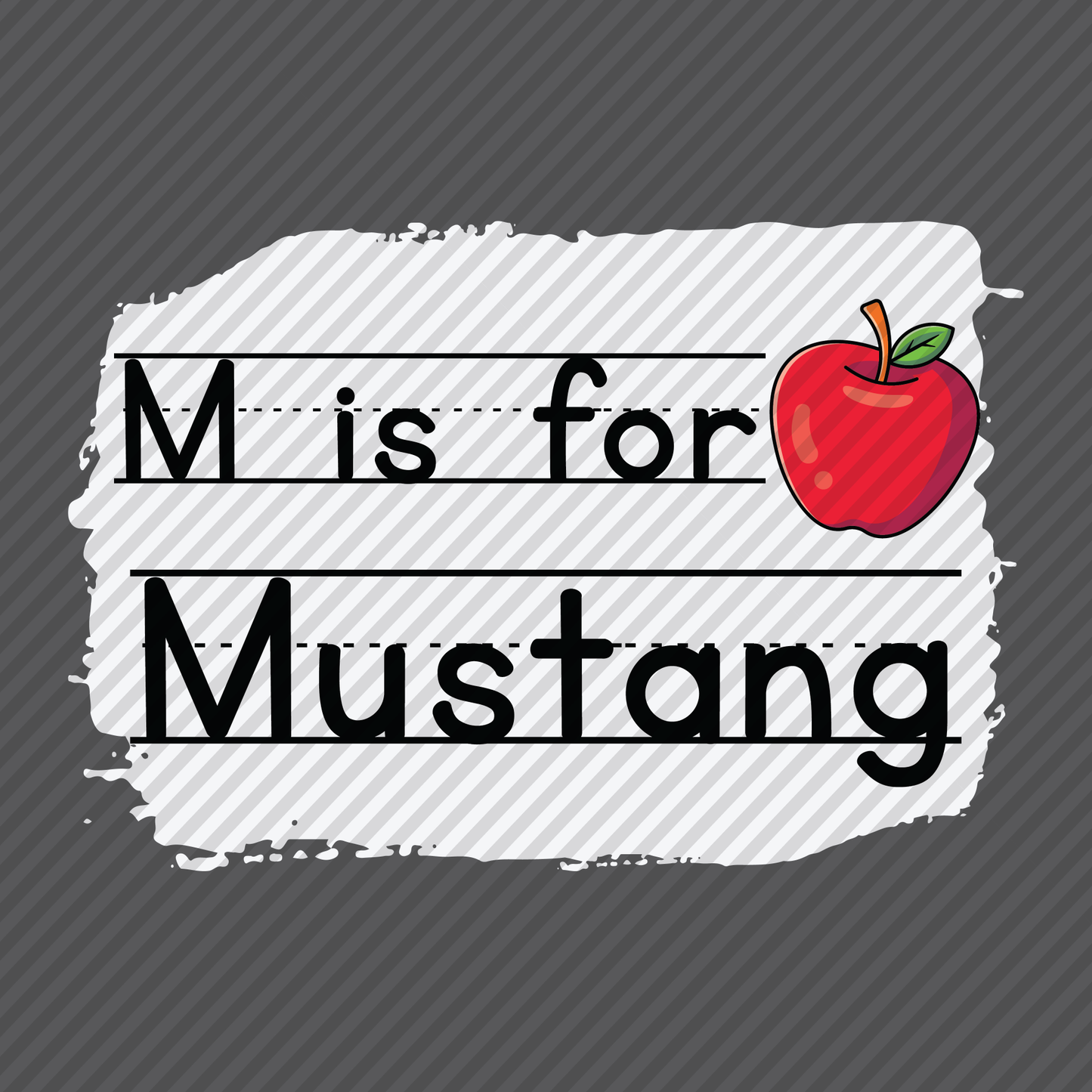 M is for Mustang whiteboard graphic