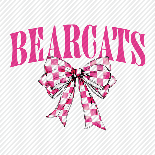 Pink Checkered Bow - Bearcats