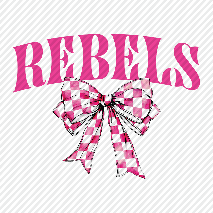Pink Checkered Bow - Rebels