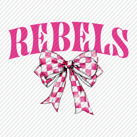 Pink Checkered Bow - Rebels