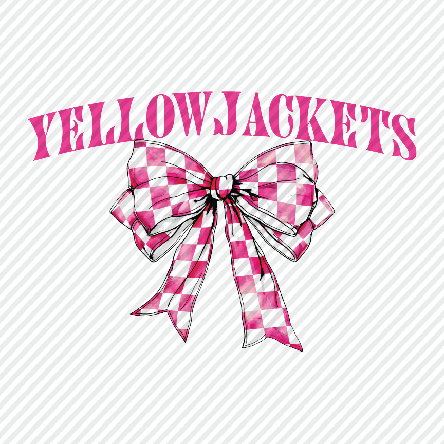 Pink Checkered Bow - Yellowjackets