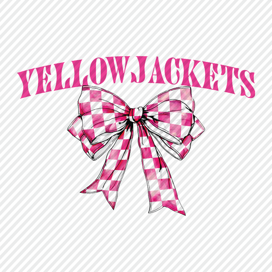 Pink Checkered Bow - Yellowjackets