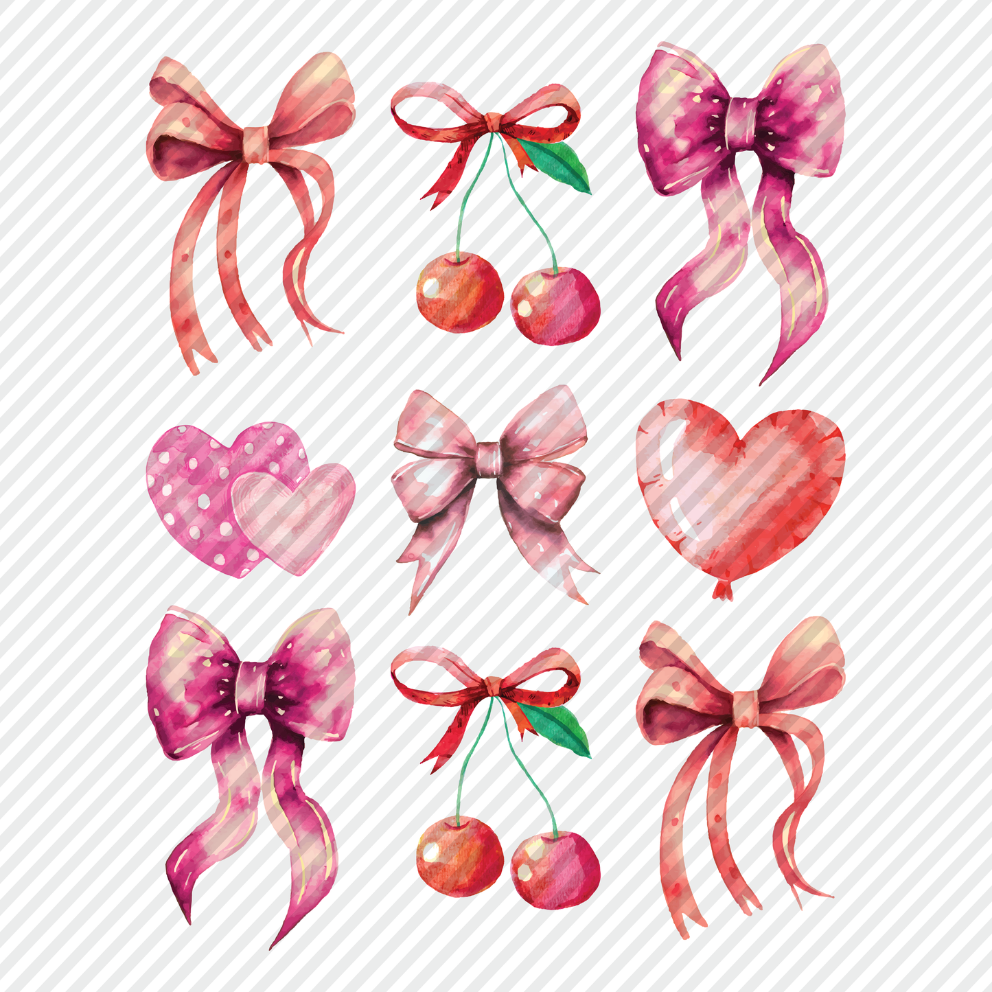 Valentines Coquette Watercolor Elements