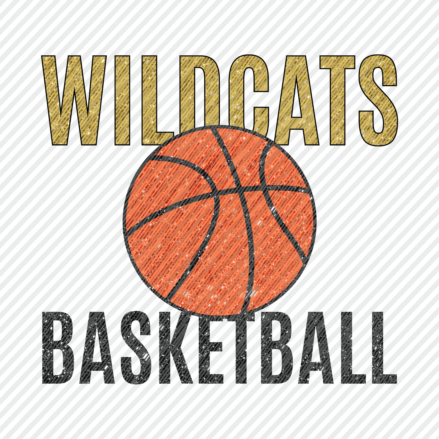 Wildcats Basketball in tinsel glitter