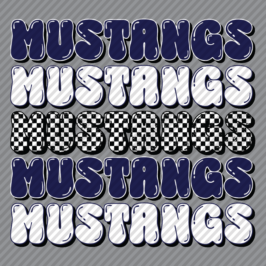 Checkerboard Mascot - Mustangs
