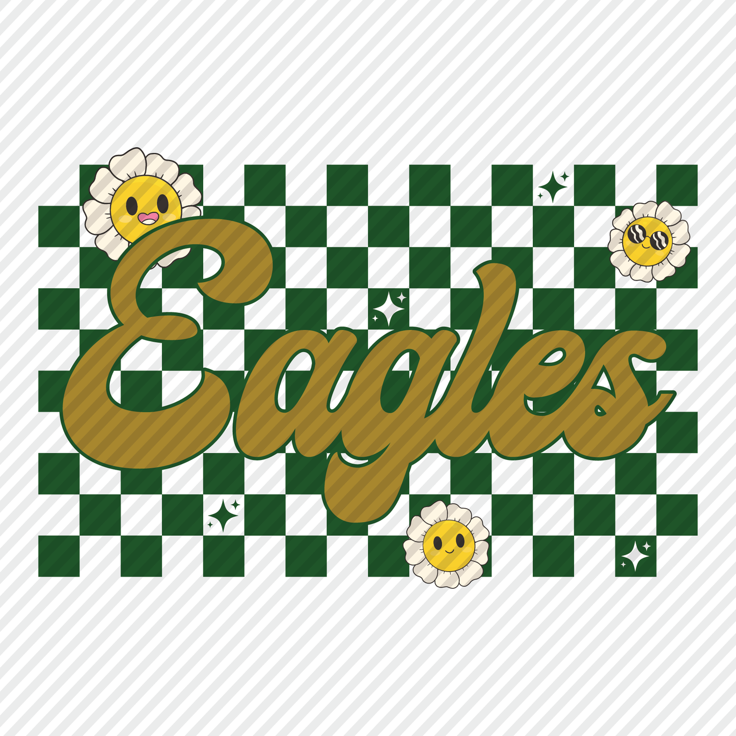 Eagles retro checkerboard graphic - gold/green