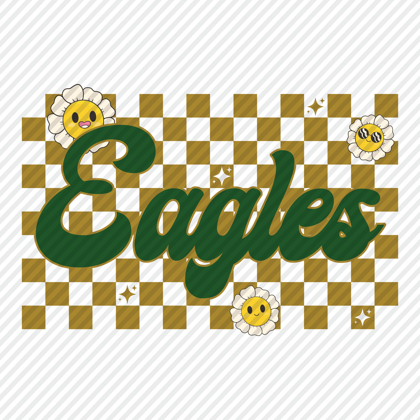 Eagles retro checkerboard graphic - green/gold