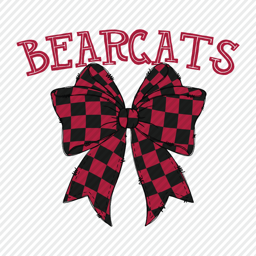 School Color Checkered Bow - Bearcats