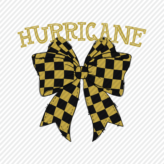 School Color Checkered Bow - Hurricane