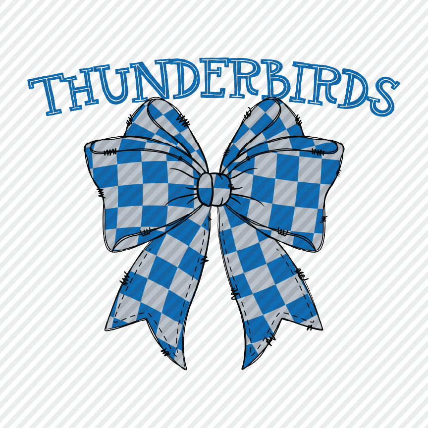 School Color Checkered Bow - Thunderbirds