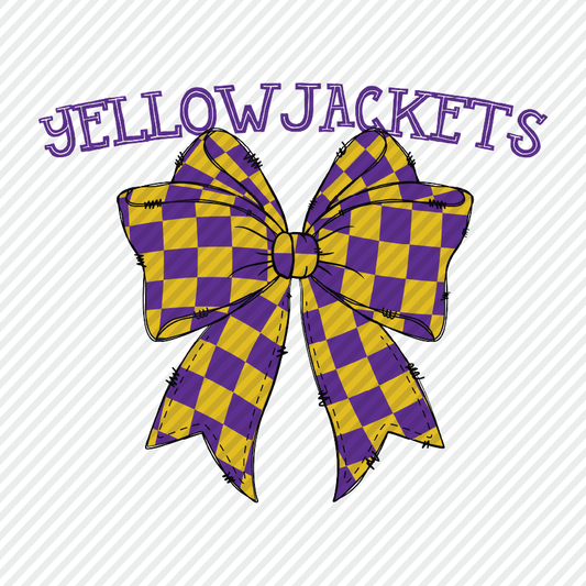 School Color Checkered Bow - Yellowjackets