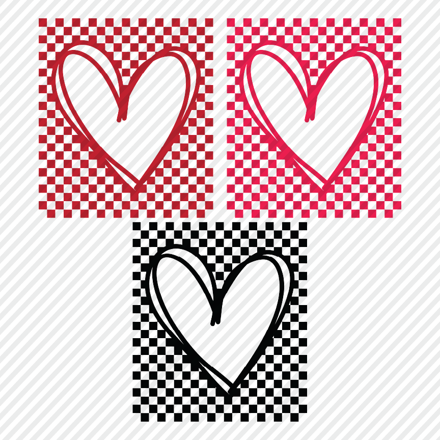Checkered Hearts - 4 colors