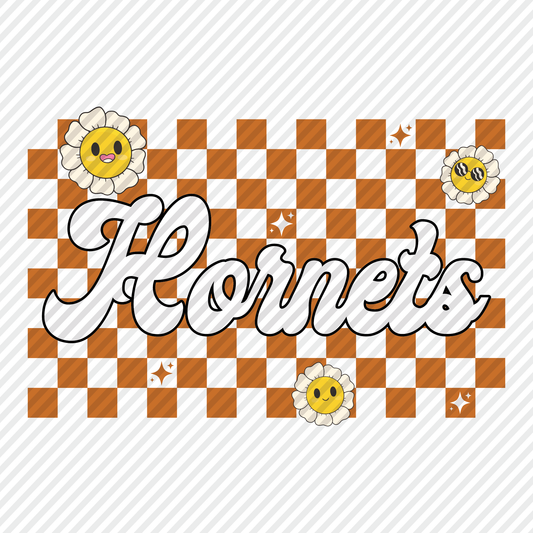 Hornets retro checkerboard graphic