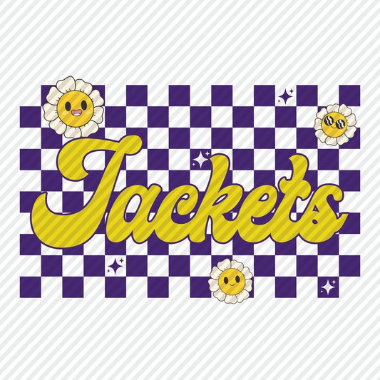 Jackets retro checkerboard graphic - yellow/purple