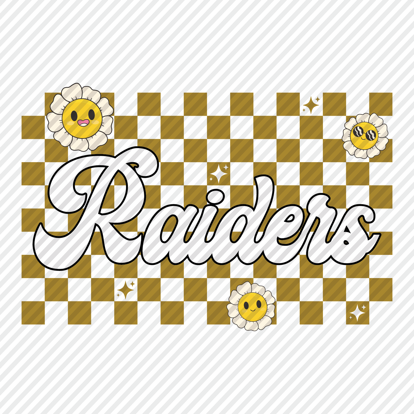Raiders retro checkerboard graphic