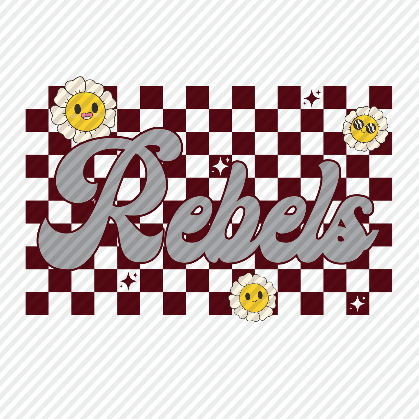 Rebels retro checkerboard graphic