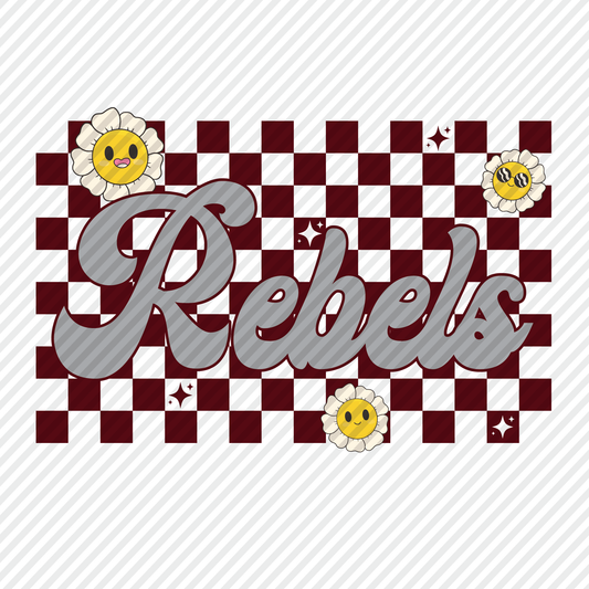 Rebels retro checkerboard graphic