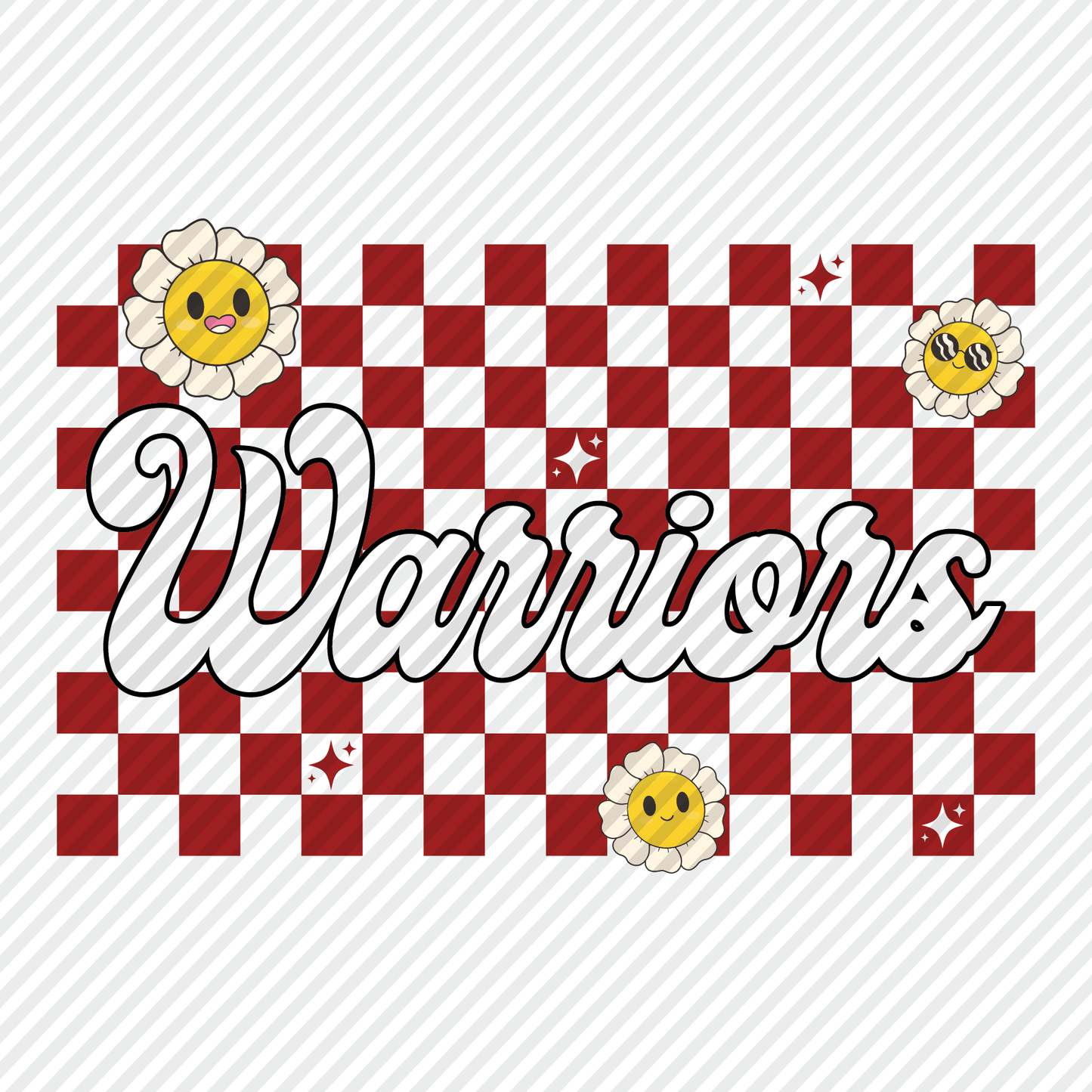 Warriors retro checkerboard graphic - white/red