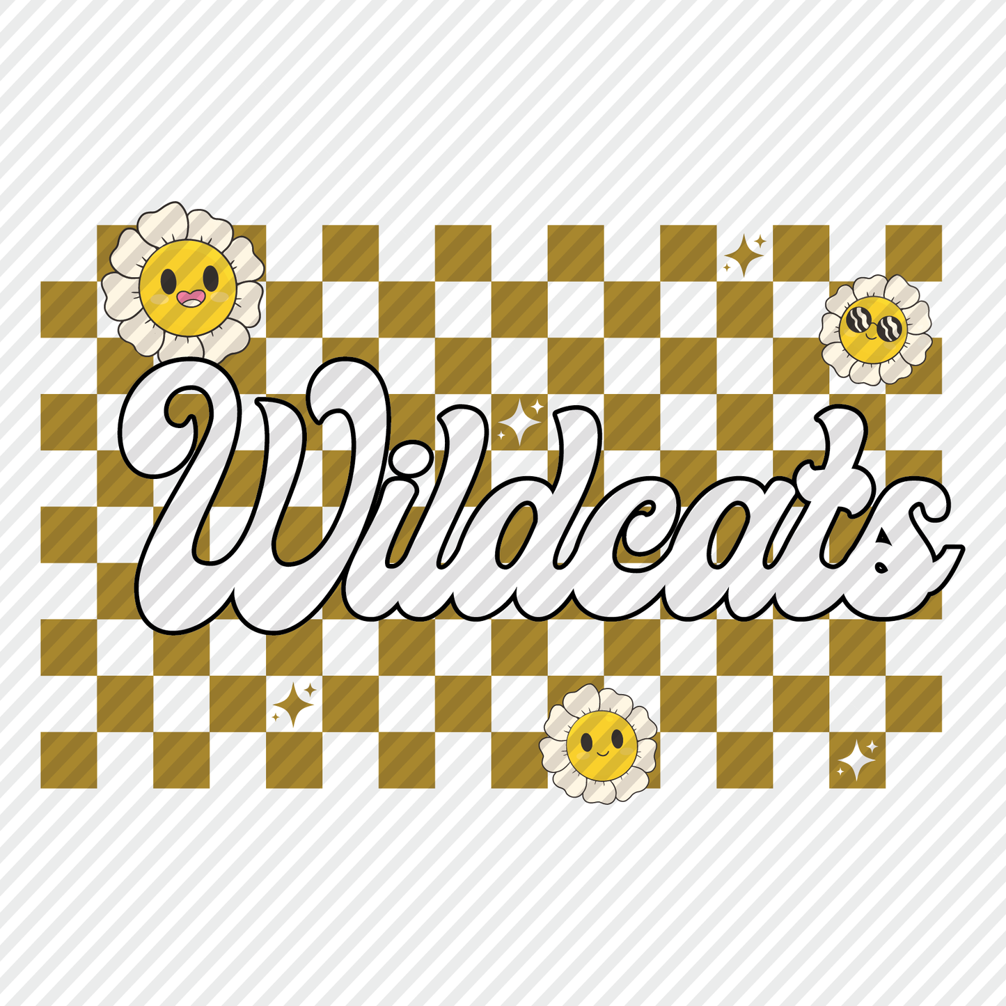 Wildcats retro checkerboard graphic