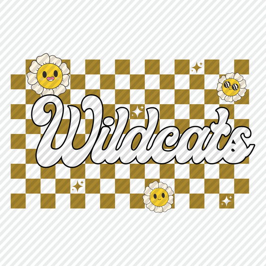 Wildcats retro checkerboard graphic