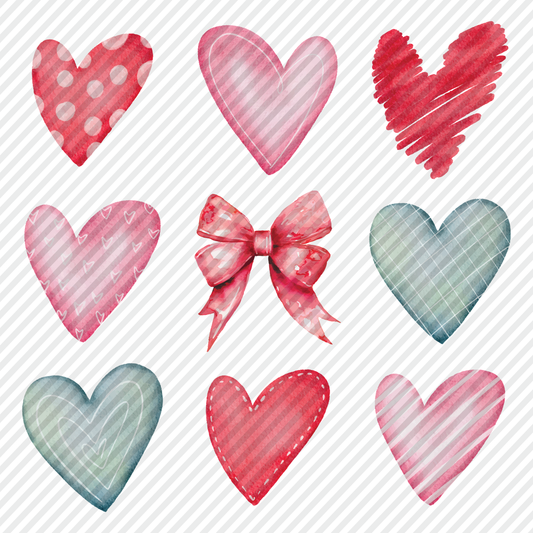 Coquette Watercolor Hearts graphic