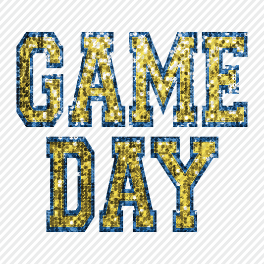 Game Day in blue & yellow sequins