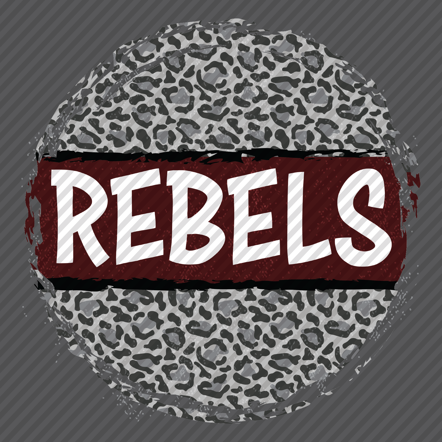 Leopard Circle w/maroon & grey Rebels