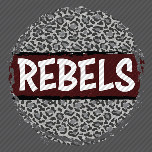 Leopard Circle w/maroon & grey Rebels