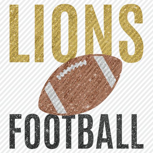 Lions Football in Tinsel glitter graphic