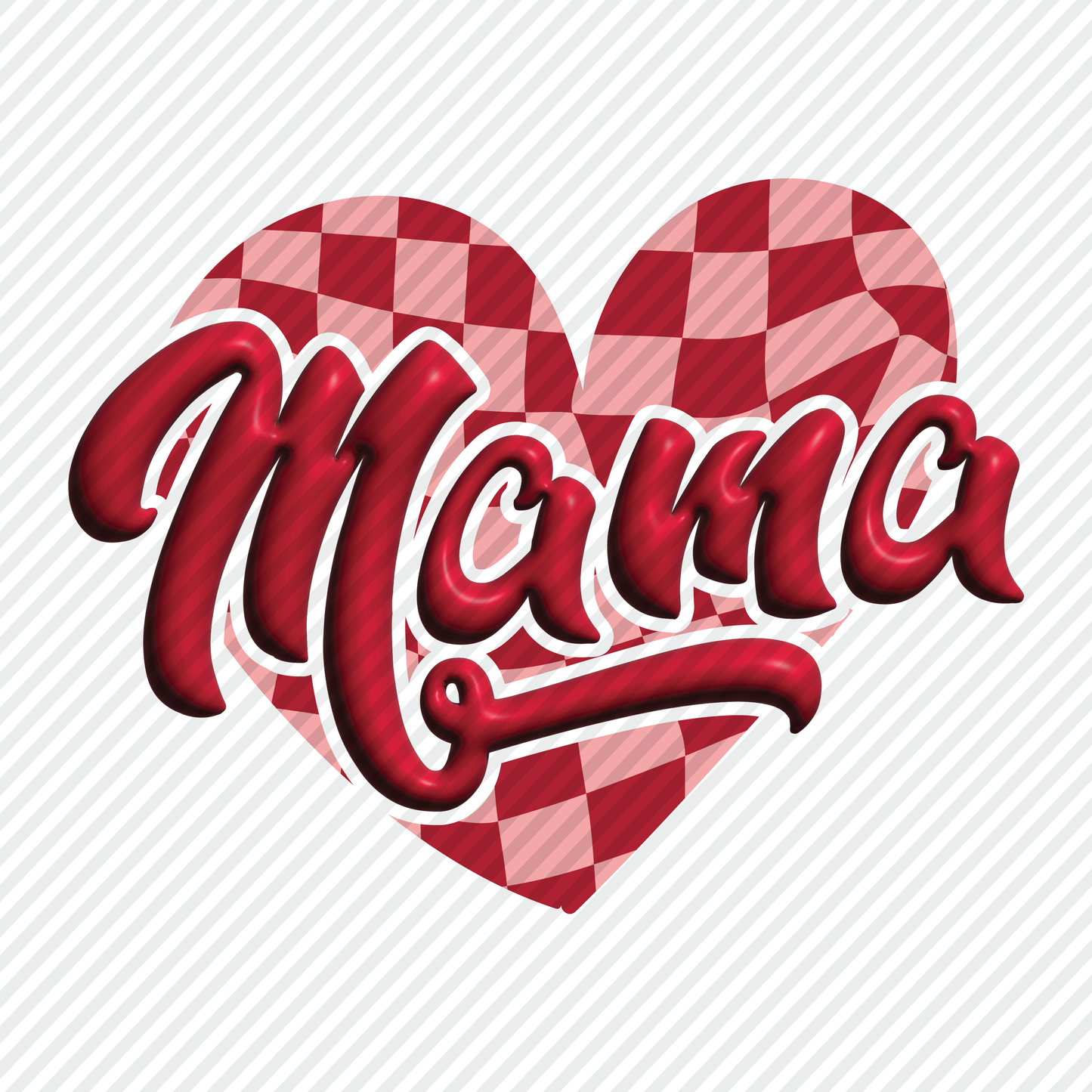 Mama in 3D with checkered heart graphic