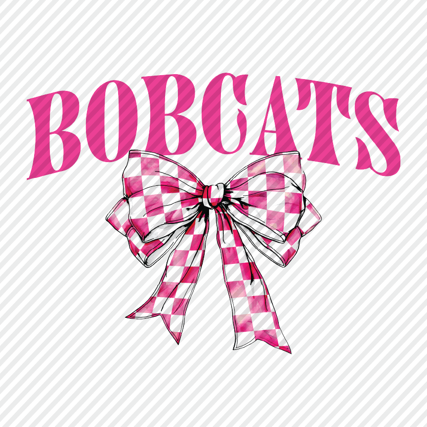 Pink Checkered Bow - Bobcats