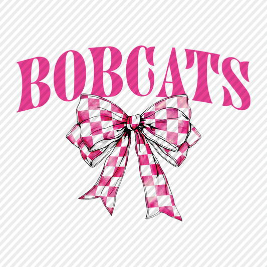 Pink Checkered Bow - Bobcats
