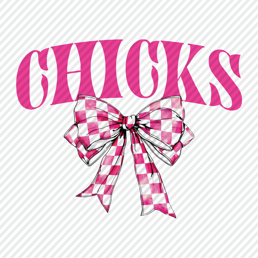 Pink Checkered Bow - Chicks