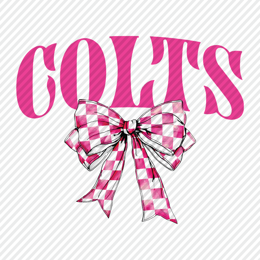 Pink Checkered Bow - Colts