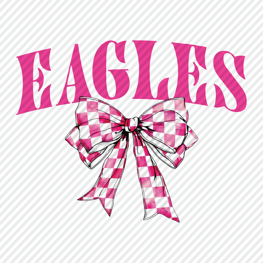 Pink Checkered Bow - Eagles
